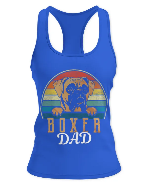 Cute Boxer Retro Boxer Dad Boxed Dog Daddy - Women's Ideal Racerback Tank Women's Ideal Racerback Tank