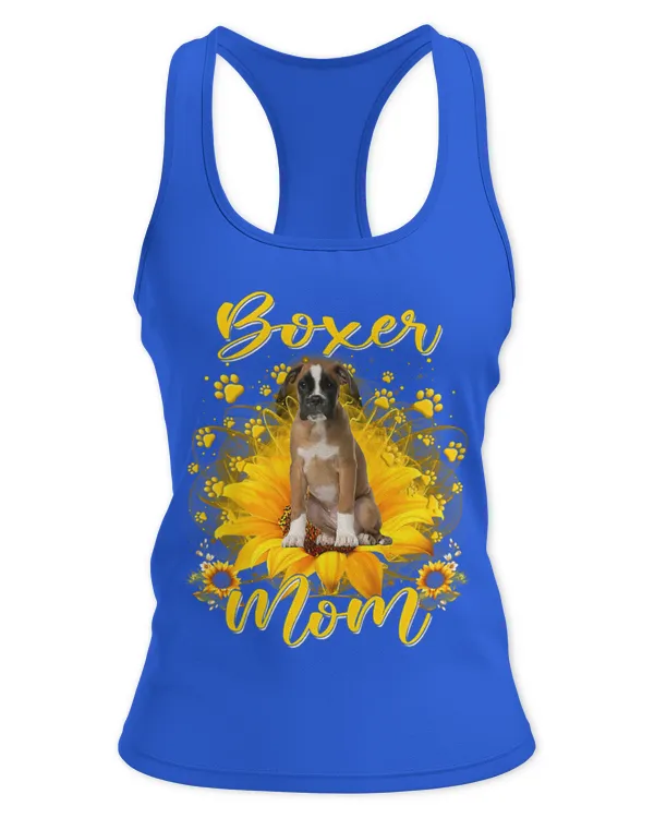 Cute Boxer Womens Sunflower Boxer Mom Dog Lover Mothers Day - Women's Ideal Racerback Tank Women's Ideal Racerback Tank