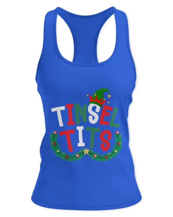 Tinsel Tits Christmas Couple Matching Jingle Balls - Women's Ideal Racerback Tank Women's Ideal Racerback Tank