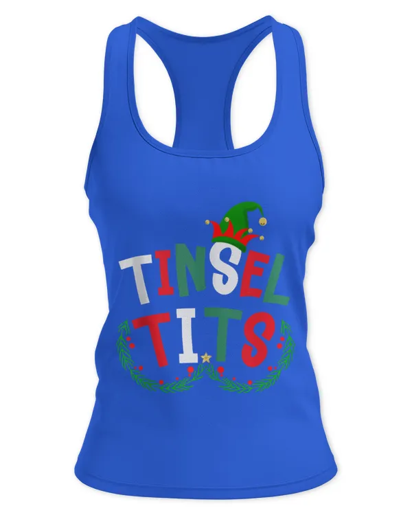 Tinsel Tits Jingle Balls Christmas Couple Matching - Women's Ideal Racerback Tank Women's Ideal Racerback Tank