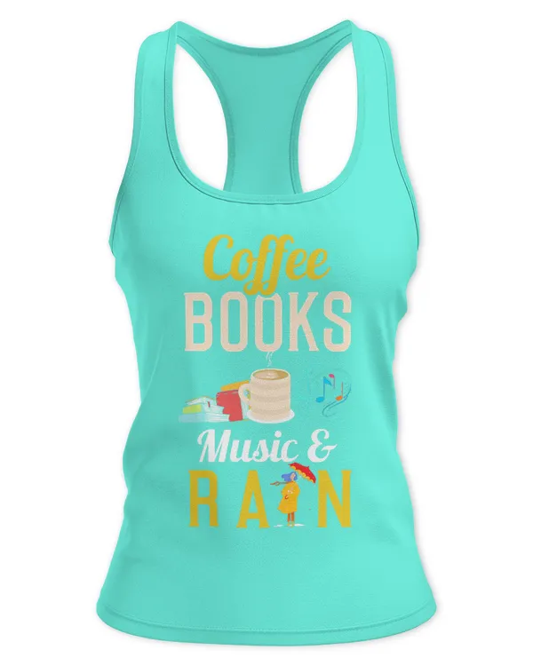 Coffee Books And Music T-Shirt - Women's Ideal Racerback Tank Women's Ideal Racerback Tank