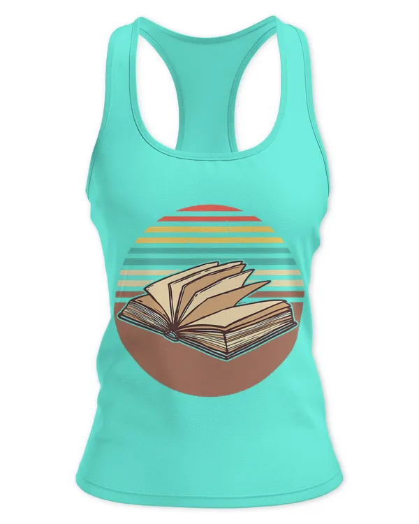Retro Bookish Vintage Avid Book Lovers Readers Gif Shirt - Women's Ideal Racerback Tank Women's Ideal Racerback Tank