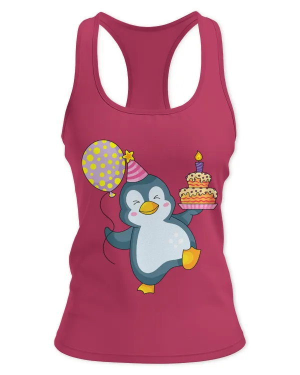 Penguin Pet Birthday Party Happy Birthday Penguin Birthday - Women's Ideal Racerback Tank Women's Ideal Racerback Tank