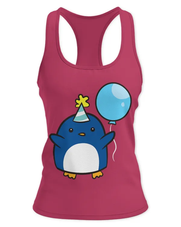 Penguin Pet Birthday Funny Penguin Birthday Party - Women's Ideal Racerback Tank Women's Ideal Racerback Tank