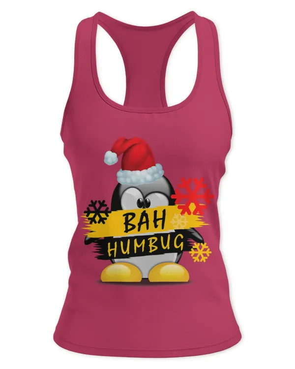 Penguin Pet Black Christmas Tees Funny Penguin Bah Humbug s - Women's Ideal Racerback Tank Women's Ideal Racerback Tank