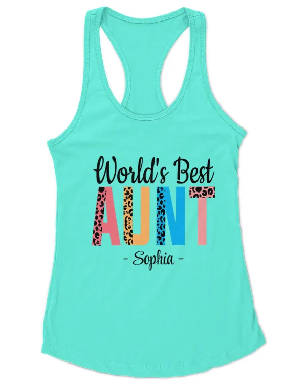 Worlds Best Aunt Birthday Auntie Gift Personalized Mug, Gifts For Auntie, Gifts Idea For Auntie - Women's Ideal Racerback Tank Women's Ideal Racerback Tank