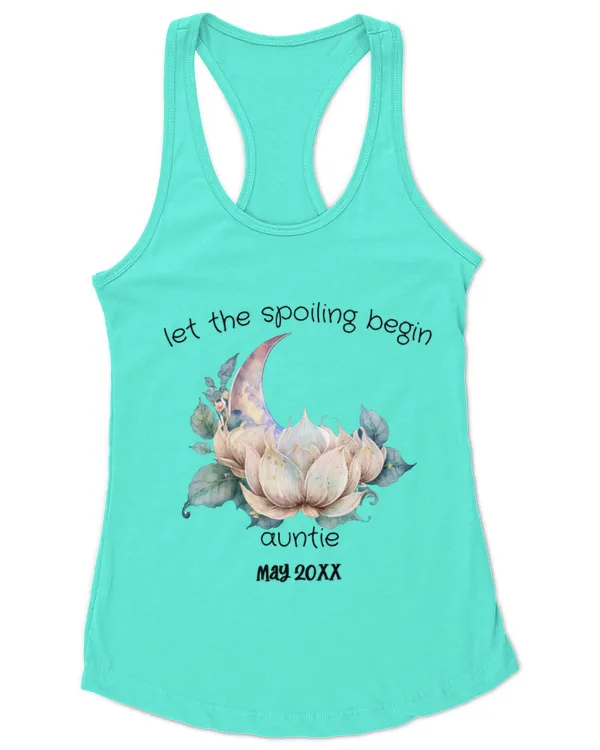 Auntie Baby Announcement New Aunt Custom Reveal Baby Bodysuit, Gifts For Auntie, Gifts Idea For Auntie - Women's Ideal Racerback Tank Women's Ideal Racerback Tank