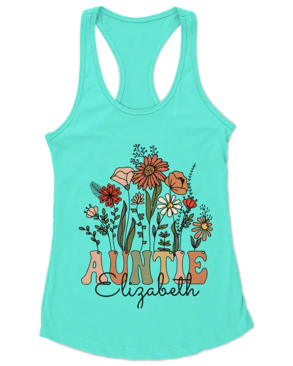 Auntie Wildflowers Women Aunt Mother's Day 2024 Coffee Mug, Gifts for Auntie, Gifts Idea for Auntie - Women's Ideal Racerback Tank Women's Ideal Racerback Tank