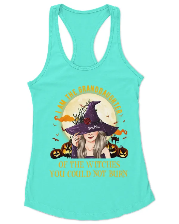Granddaughter Of The Witches - Personalized Shirt - Halloween Gift For Witches, Gifts For Granddaughter, Gifts Idea For Granddaughter - Women's Ideal Racerback Tank Women's Ideal Racerback Tank