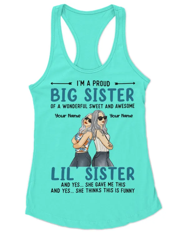 Back To Back Proud Sisters - Personalized Shirt - Gifts For Sisters, Gifts for Sister, Gift idea for Sister - Women's Ideal Racerback Tank Women's Ideal Racerback Tank