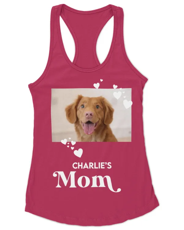 Pet Mom Photo Custom Dog Personalized T-Shirt, Gifts For Mom, Gift Idea For Mom, Mother's Day Gift - Women's Ideal Racerback Tank Women's Ideal Racerback Tank