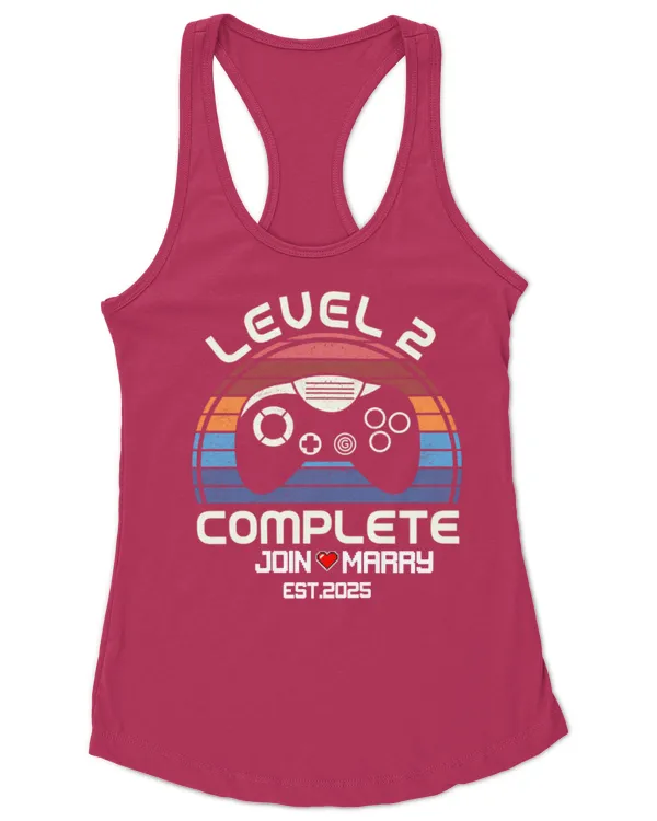 Retro Game Level Complete Anniversary Gift Husband Wife Couple Personalized Shirt, Gifts For Wife, Gifts Idea For Wife - Women's Ideal Racerback Tank Women's Ideal Racerback Tank