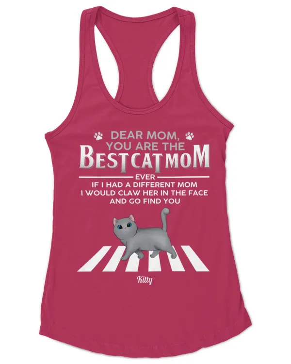 Best Cat Mom Cat Dad - Personalized Shirt, Gifts For Mom, Gifts Idea For Mom, Mother's Day Gift - Women's Ideal Racerback Tank Women's Ideal Racerback Tank