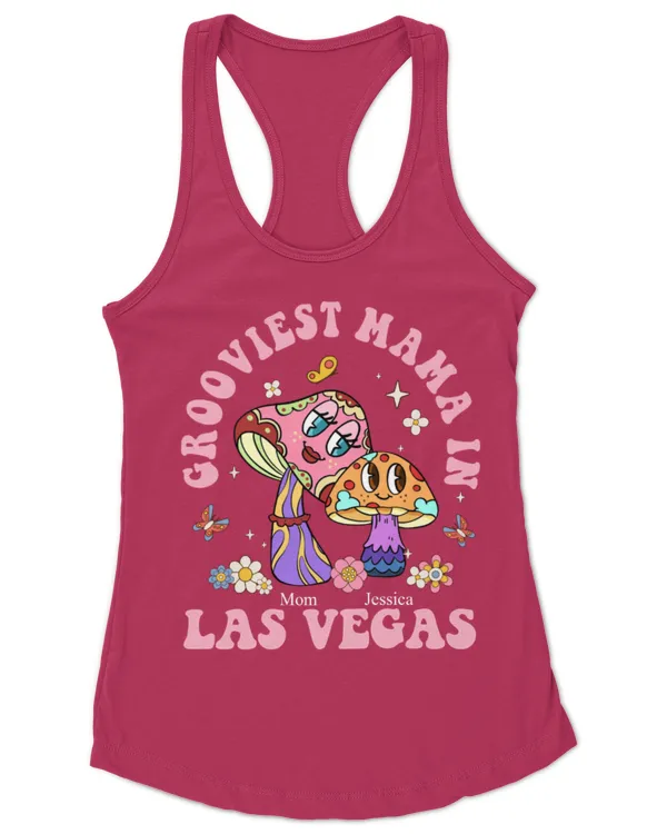 Grooviest Mom - Personalized Shirt, Gifts For Mom, Gifts Idea For Mom, Mother's Day Gift - Women's Ideal Racerback Tank Women's Ideal Racerback Tank