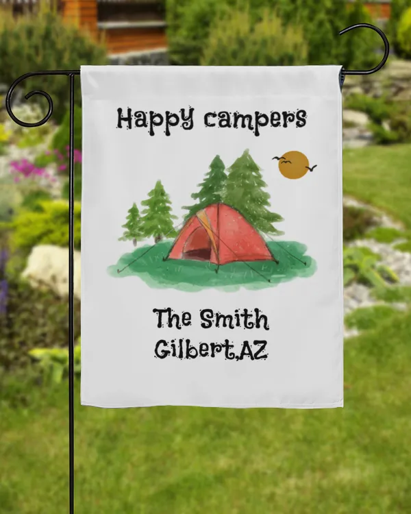 Happy Campers Campsite Personalized Garden Flag, Camping Trip, Camping Lover, Gift For Camper