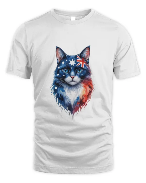 Charming Australia Cat Graphic Tee in National Colors T5667 quality