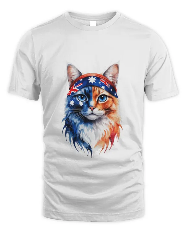 Adorable Australian Cat Graphic Tee with National Identity T5725 quality