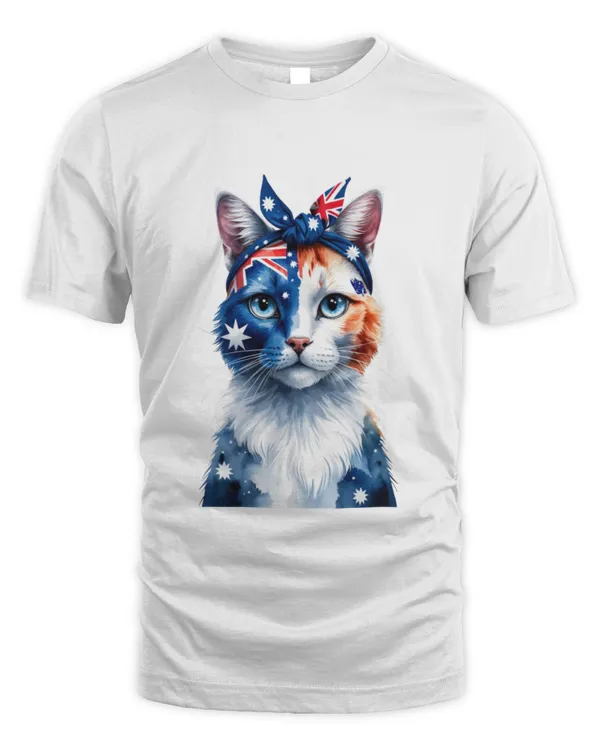 Charming and Playful Australian Cat T-Shirt Featuring National Pride T8822 quality