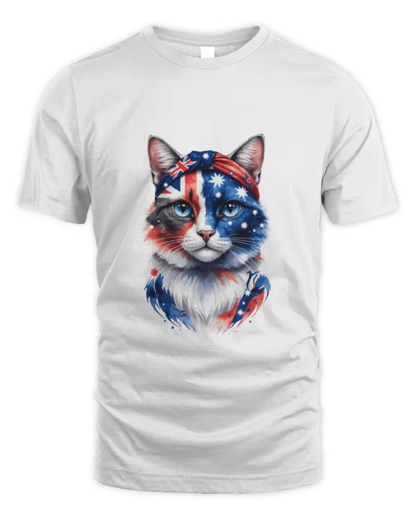 Charming Australia Cat Graphic Tee in National Colors T1419 quality