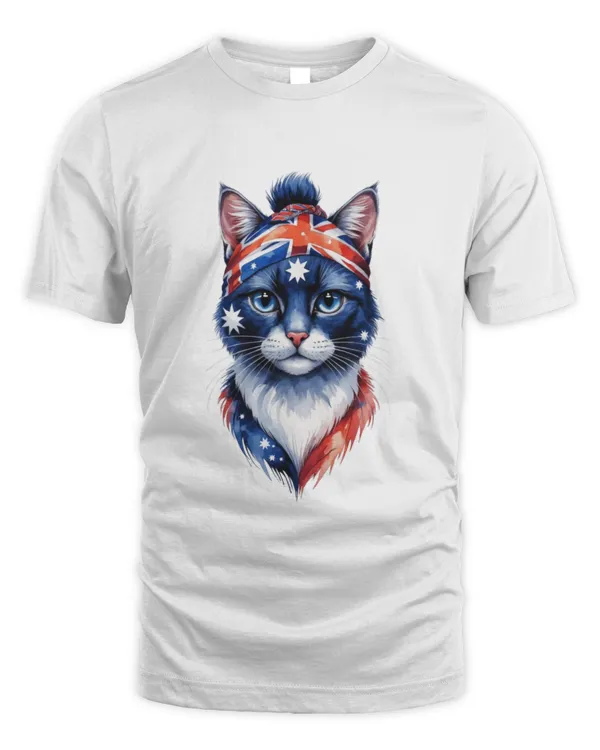 Unique Cat Shirt with Australia Flag Motif T4682 quality