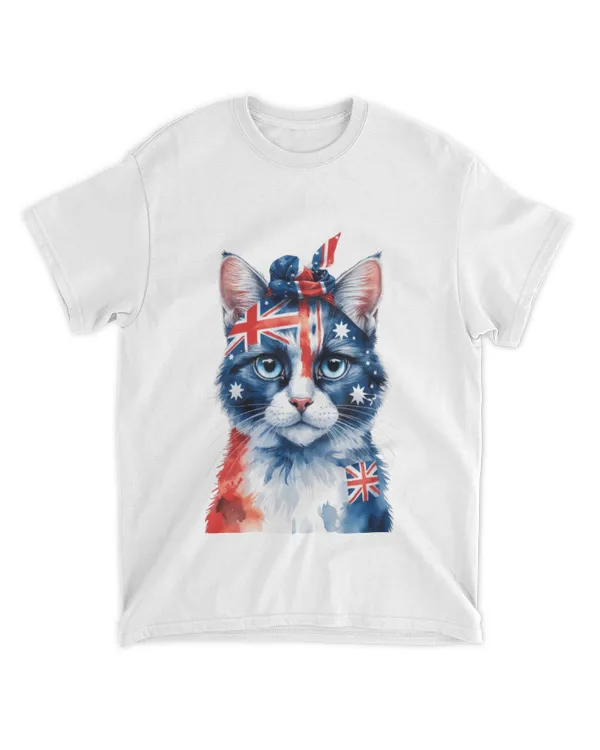 Charming and Playful Australia Cat T-Shirt Featuring National Pride T3708 quality