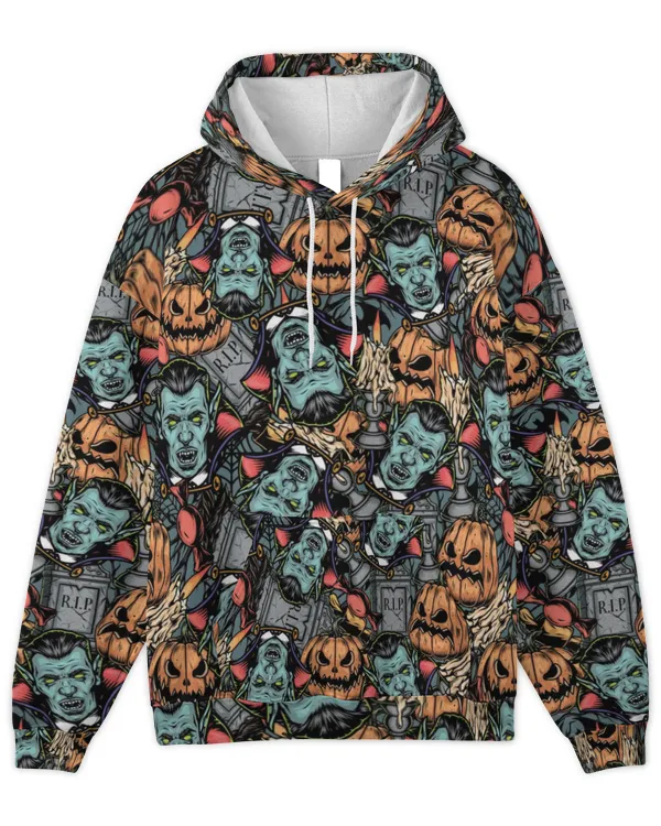 MEMOD66- Amazing Halloween Pumpkin Dracula AOP Shirt Ver2