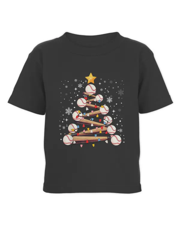 Baseball Christmas Tree Light Xmas Baseball Boys - Toddler Cotton Jersey T-Shirt Toddler Cotton Jersey T-Shirt