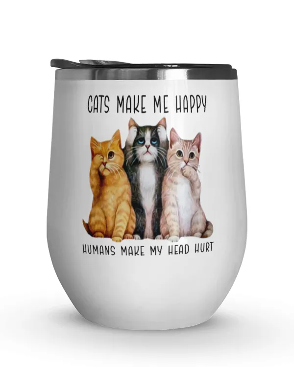 ETT420 Cats Make Me Happy Humans Make My Head Hurt