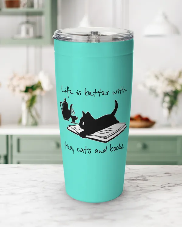 ETT1099a Life Is Better With Tea Cats And Books