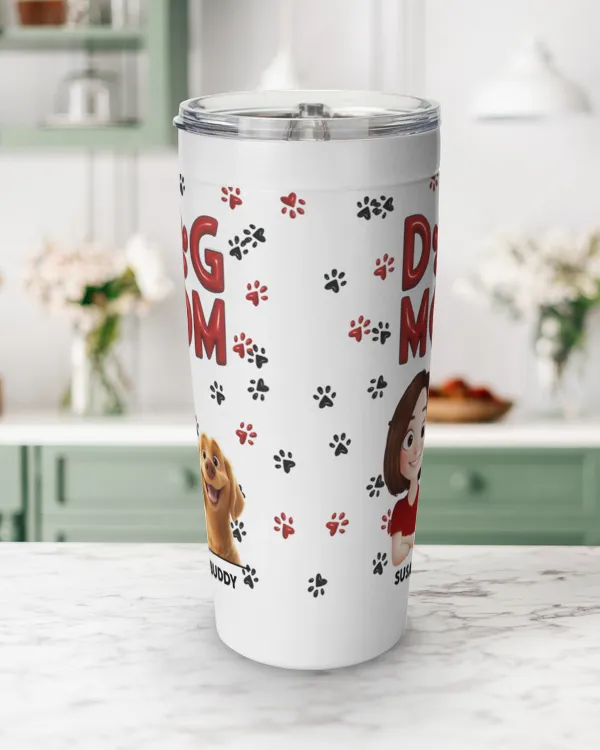 Dog Mom - New Cartoon Pet - Personalized Tumbler Cup, Gift For Dog Loves, Gift Idea For Dog Loves