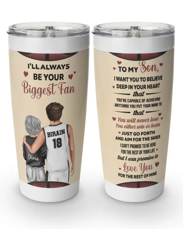 Mom Grandma - Your Biggest Fan - Personalized Tumbler Cup - Gift For Son, Grandson, Gift For Son, Gift Idea For Son