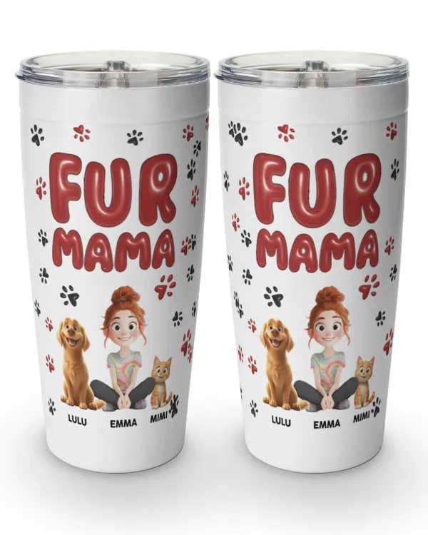 Lovely Fur Mama - Personalized Tumbler Cup, Gift For Cat Lovers, Gift Idea For Cat Lovers