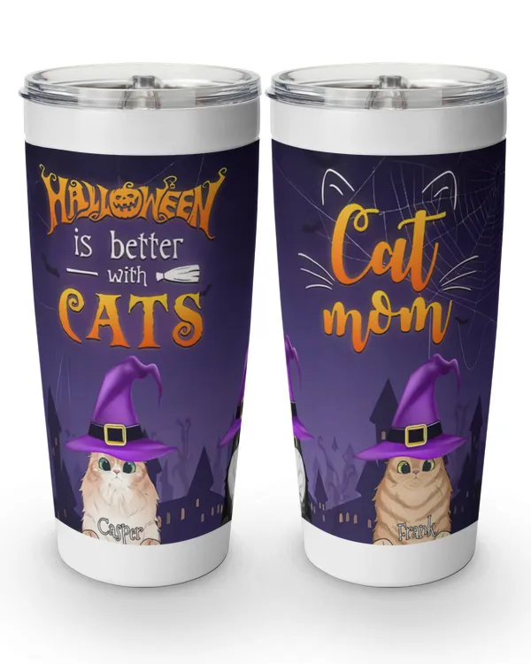 Halloween Is Better With Cats - Personalized - Gifts For Halloween, Gifts Idea For Halloween