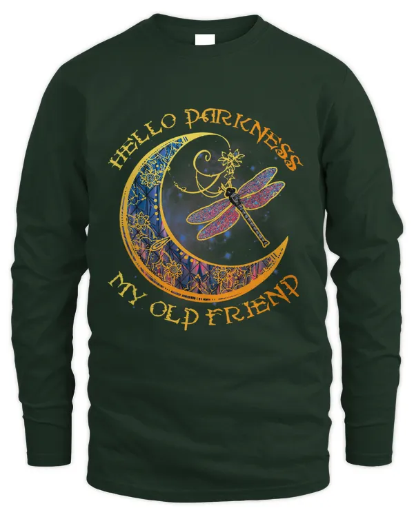 Hello Darkness My Old Friend Crescent Moon Dragonfly Gift - Men's Long Sleeved T-Shirt Men's Long Sleeved T-Shirt