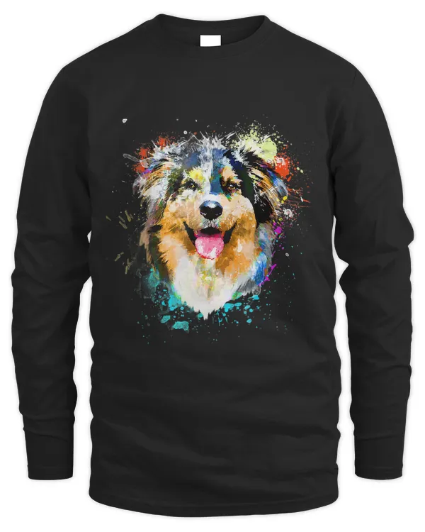 Aussie Splash Art Australian Shepherd T-Shirt