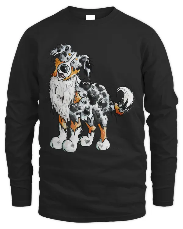 Blue Merle Australian Shepherd T-Shirt Aussie Art Dog Gift
