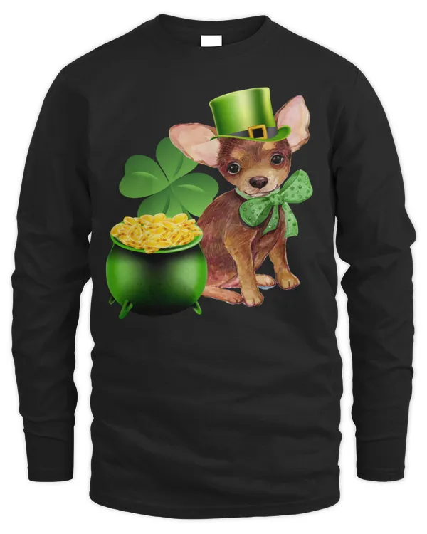 Funny Chihuahua Dog Shamrock Irish St Patrick Day Pullover Hoodie