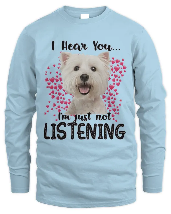 Westie_Listening - Men's Long Sleeved T-Shirt Men's Long Sleeved T-Shirt