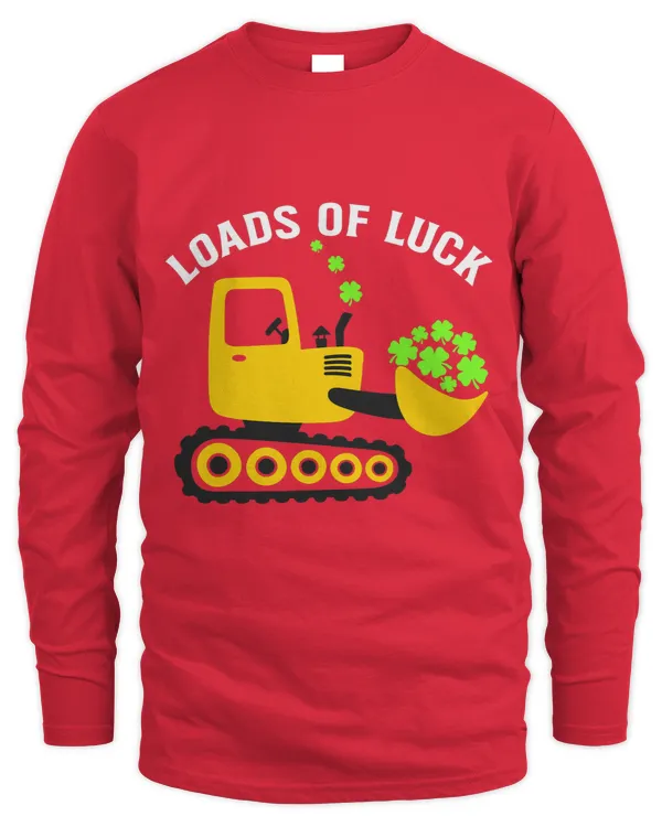 St Patricks Day Lucky Shamrock Excavator Digger - Men's Long Sleeved T-Shirt Men's Long Sleeved T-Shirt