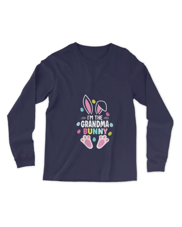 Womens I'm The Grandma Bunny Matching Family Easter Day V-Neck - Men's Long Sleeved T-Shirt Men's Long Sleeved T-Shirt