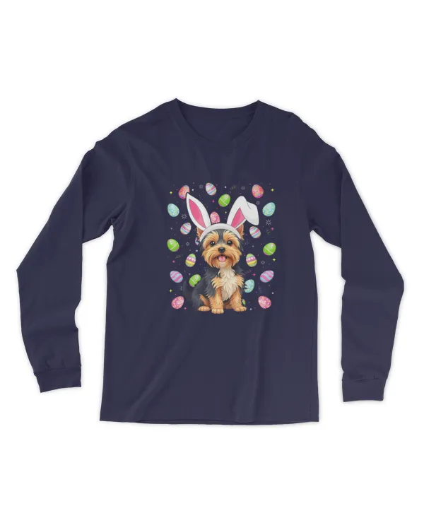 Yorkie Dog Easter Egg Hunt Bunny Ear Yorkie Easter Premium - Men's Long Sleeved T-Shirt Men's Long Sleeved T-Shirt