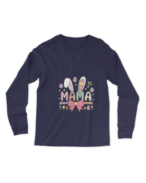 Womens Mama Bunny Easter Celebration Funny Bunny V-Neck - Men's Long Sleeved T-Shirt Men's Long Sleeved T-Shirt