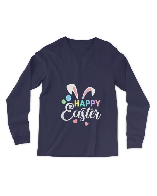 Womens Happy Easter Bunny Easter Eggs Rabbit Ears Womens Tank Top - Men's Long Sleeved T-Shirt Men's Long Sleeved T-Shirt