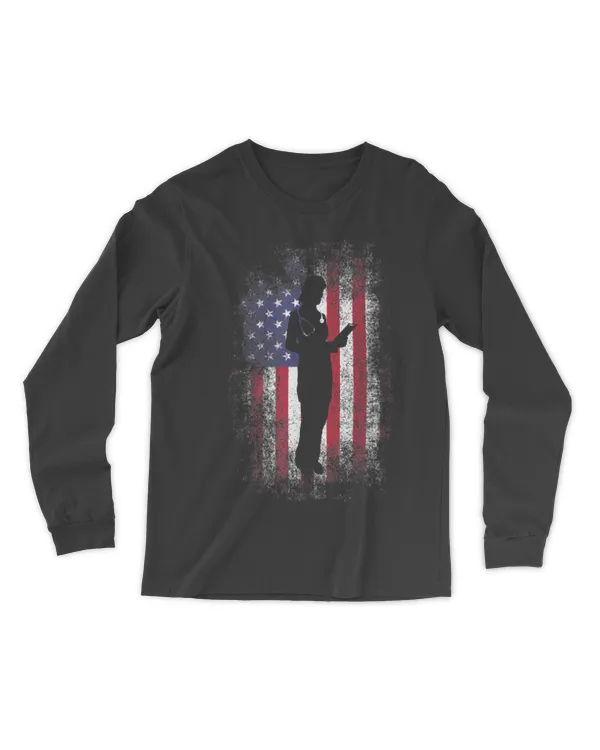 American USA Flag Nurse Health Worker Women T-Shirt