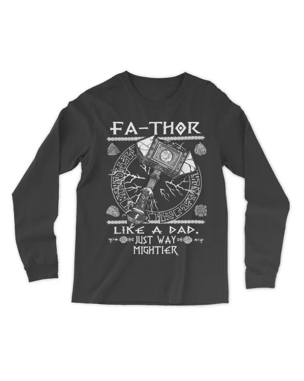 Mens Fathor - Like A Dad Just Way Mightier Father's Day Viking T-Shirt