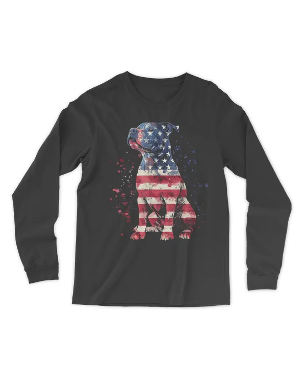 Patriotic Pitbull American Flag 4th Of July Dog Pitbull Dad T-Shirt
