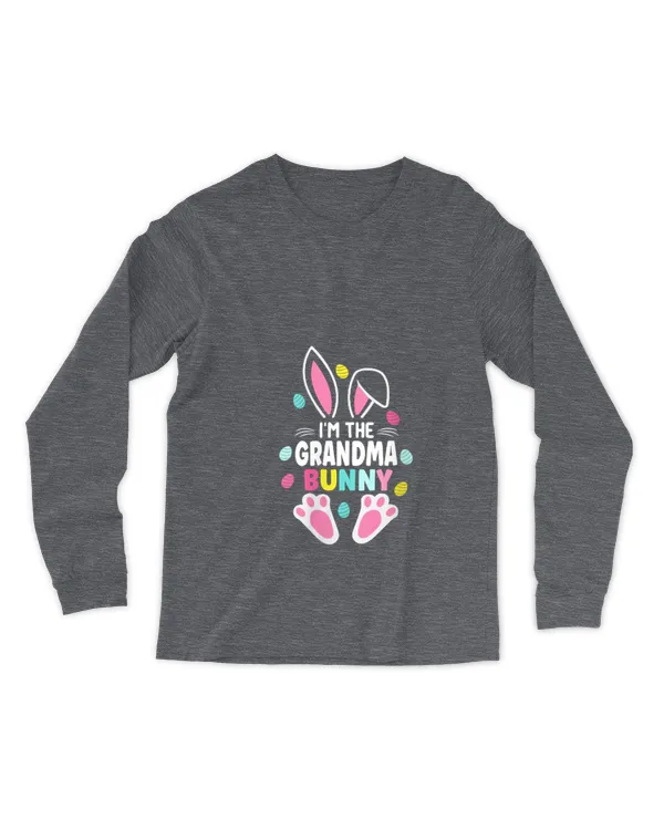 Womens I'm The Grandma Bunny Matching Family Easter Day V-Neck - Men's Long Sleeved T-Shirt Men's Long Sleeved T-Shirt