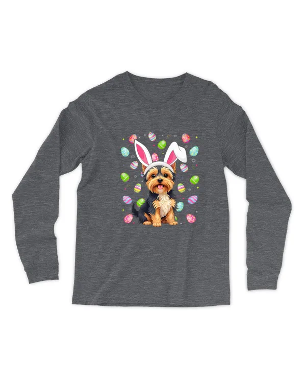 Yorkie Dog Easter Egg Hunt Bunny Ear Yorkie Easter Premium - Men's Long Sleeved T-Shirt Men's Long Sleeved T-Shirt