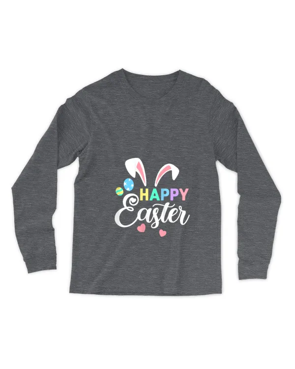 Womens Happy Easter Bunny Easter Eggs Rabbit Ears Womens Tank Top - Men's Long Sleeved T-Shirt Men's Long Sleeved T-Shirt