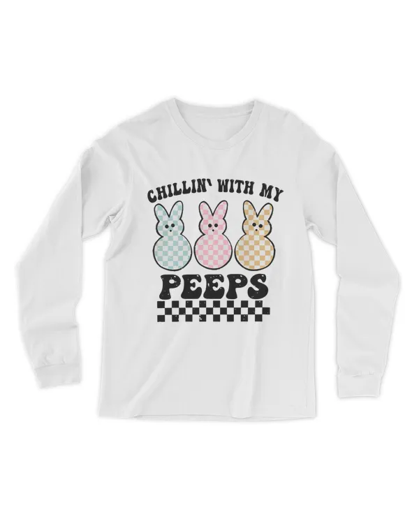 Easter Shirt, Chillin' with My Peeps Kids Retro Tshirt, Easter Retro